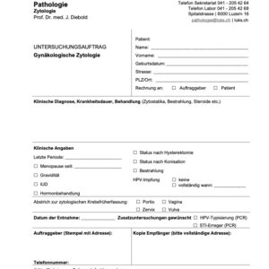 Formulare UNTERSUCHUNGSAUFTRAG Gynäkologische Zytologie
