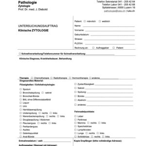 Formulare UNTERSUCHUNGSAUFTRAG Klinische ZYTOLOGIE