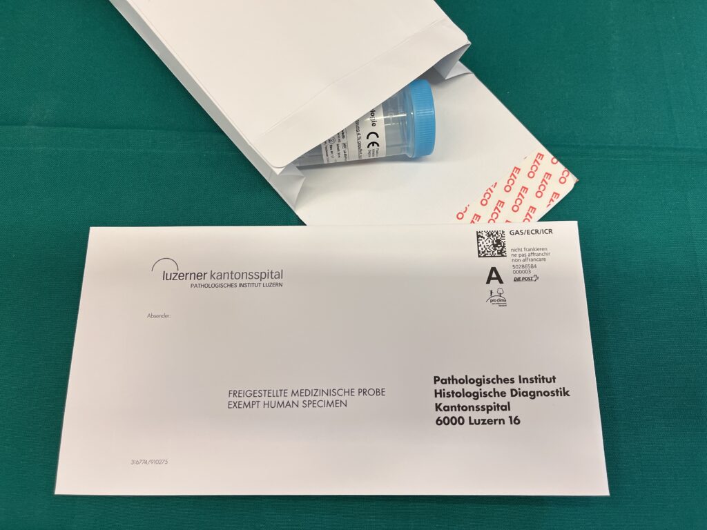 Versandtasche Histologie für Gefässe (max. 50ml)